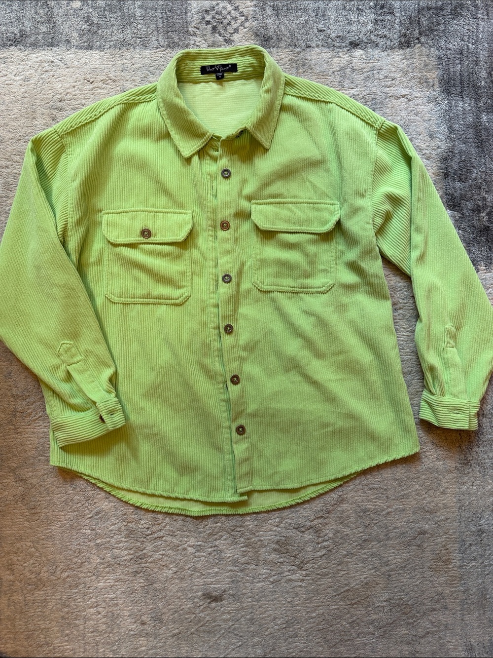 Velvet Heart Neon Lime Corduroy Button-Down Shirt